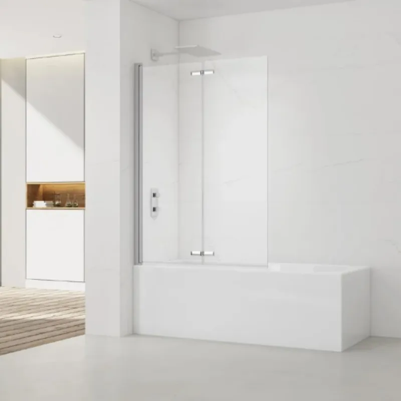 150x105 cm SK Pare-baignoire en verre 2 volets pliants, orientation gauche et droite, chrome (SATVZSKNEW105)