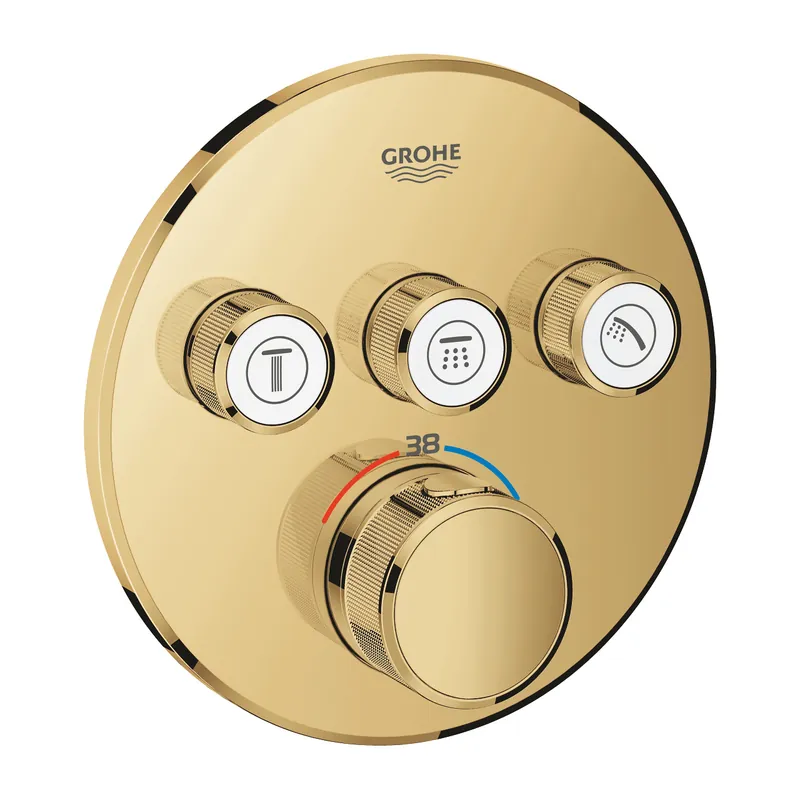 Grohtherm SmartControl façade avec mitigeur thermostatique encastré 3 sorties, or (G29121GL0)