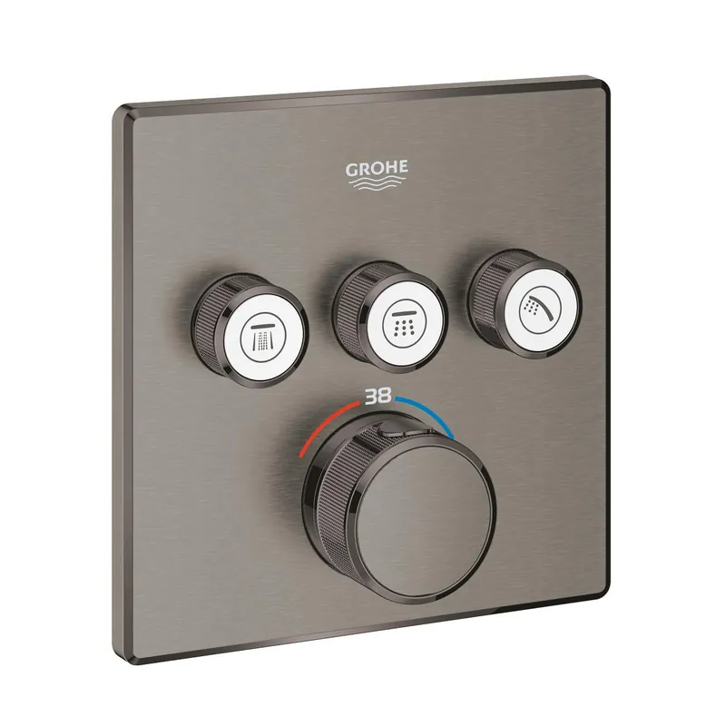 Grohtherm SmartControl façade avec mitigeur thermostatique encastré 3 sorties, hard graphite brossé (G29126AL0)