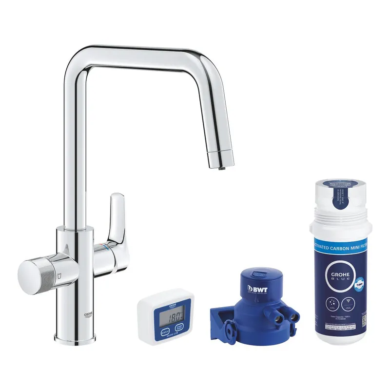 Blue Pure Start mitigeur évier avec fonction filtration + Kit de démarrage avec filtre à charbon actif, chrome (G30596000)