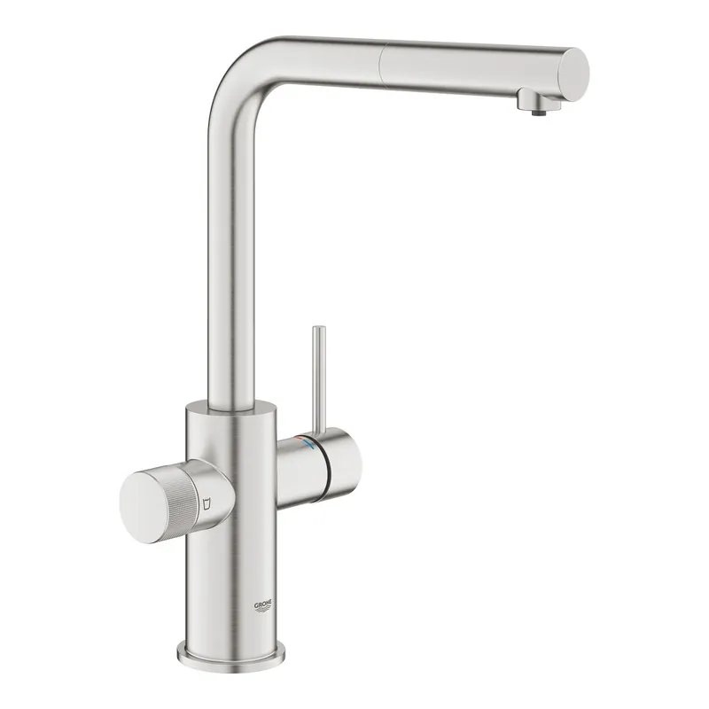 Blue Pure Minta mitigeur évier avec fonction filtration de l‘eau et douchette, inox (G30601DC0)