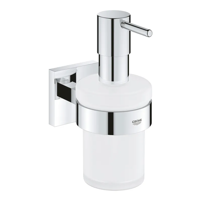 Start Cube distributeur de savon 160 ml en verre mat avec support, chrome (G41098000)