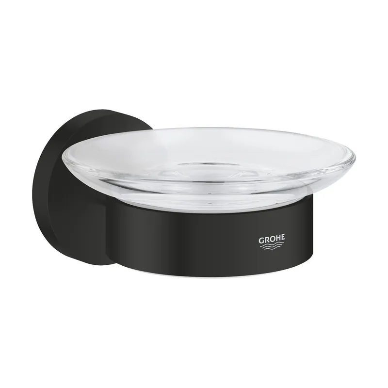 Start porte-savon mural en verre avec support et fixations cachées, noir mat (G411932430)