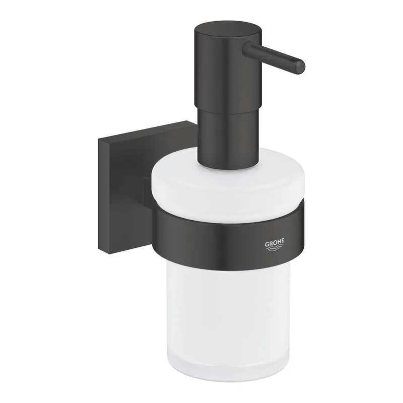 Start Cube distributeur de savon 160 ml en verre mat avec support, noir mat (G410982430)