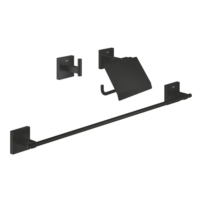 Start Cube set d‘accessoires salle de bain 3 en 1 en métal avec fixations cachées , noir mat (G411242430)
