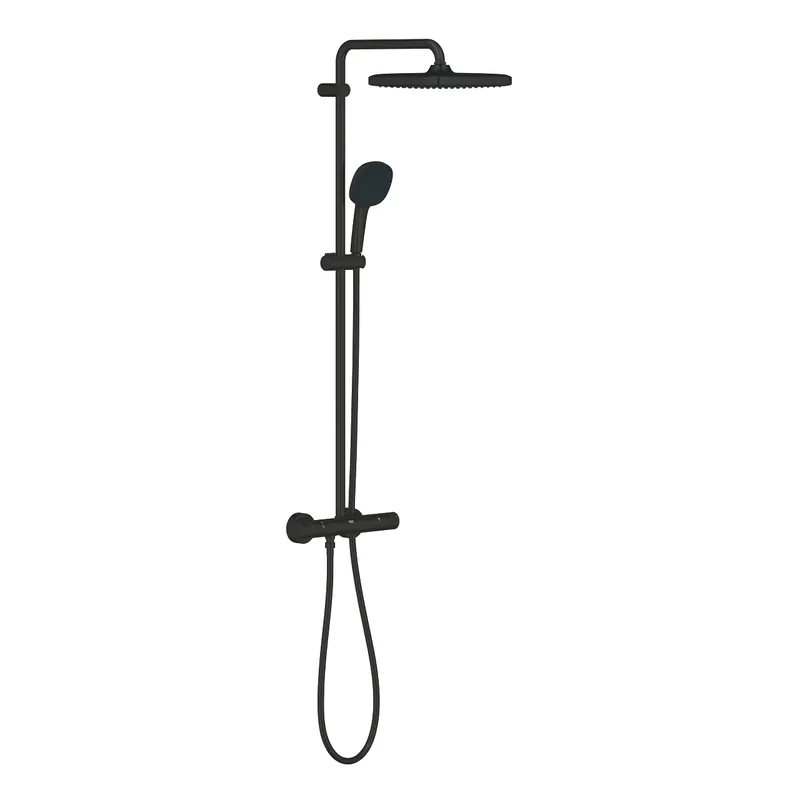 Vitalio Comfort 250 colonne de douche thermostatique + douche de tête + douchette à main 2 jets, noir mat (G266962431)