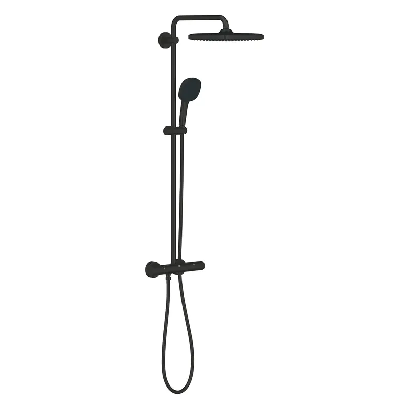 Vitalio Comfort 250 colonne de douche thermostatique + douche de tête + douchette 2 jets, noir mat (G266972431)