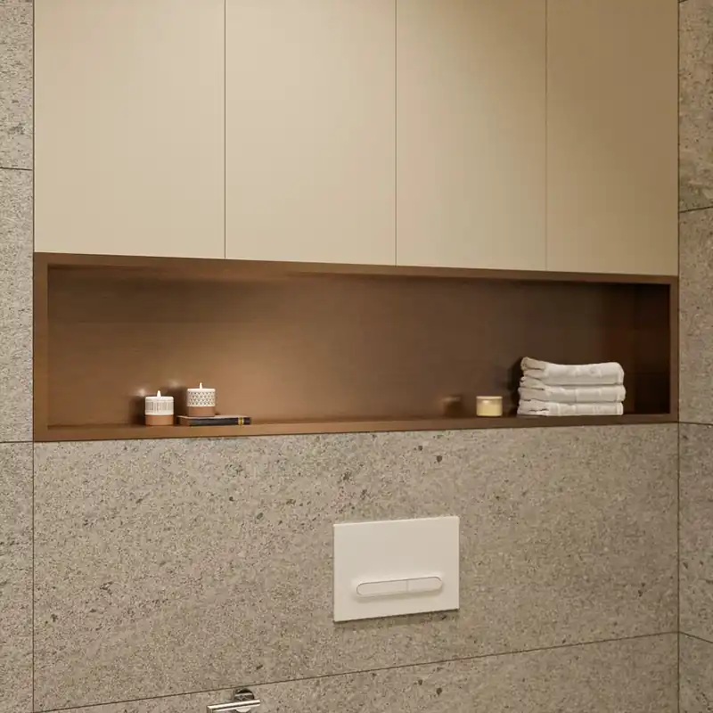 Timeless Niche de Douche à encastrer, Acier Inoxydable 304, 120x28x10cm, Cuivre brossé PVD