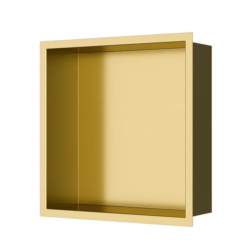 Niche de Douche à encastrer, Acier Inoxydable 304, 30x30x10cm, Or brossé PVD