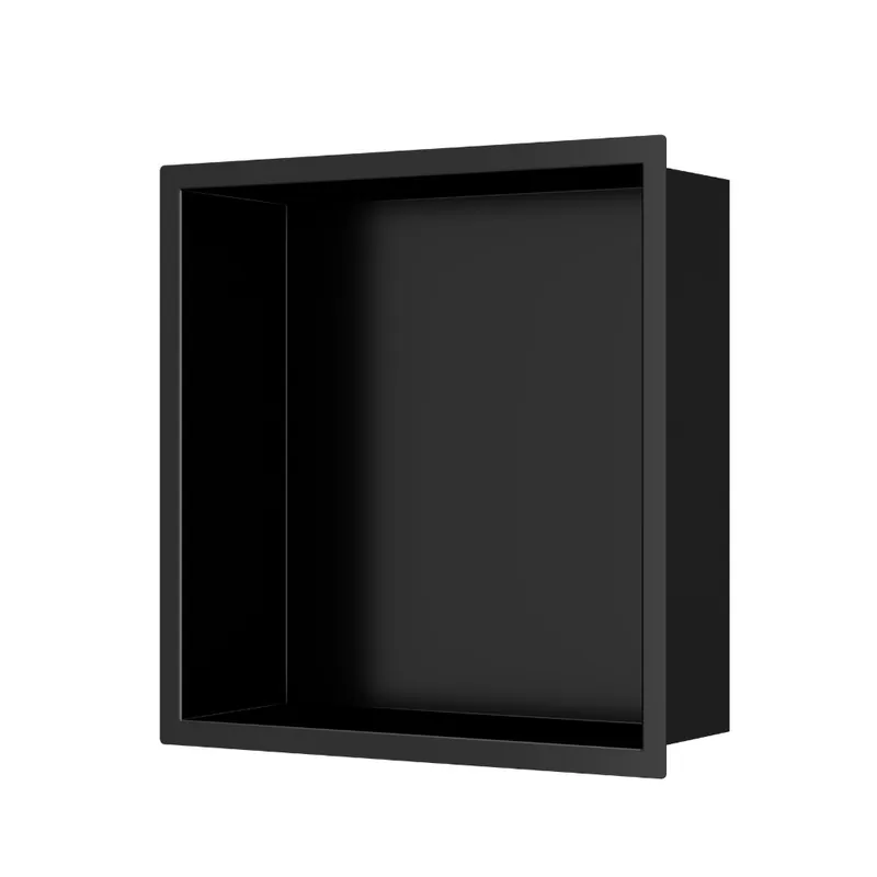 Timeless Niche de Douche à encastrer, Acier Inoxydable 304, 30x30x10cm, Noir mat