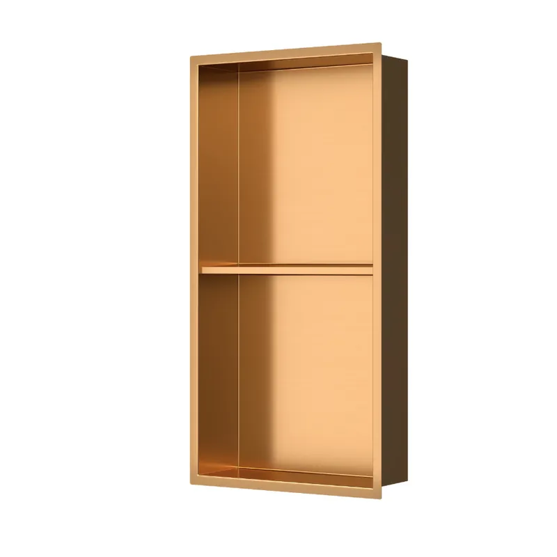 Timeless Niche de Douche à encastrer, Acier Inoxydable 304, 2 étagères, 60x30x10cm, Cuivre brossé PVD
