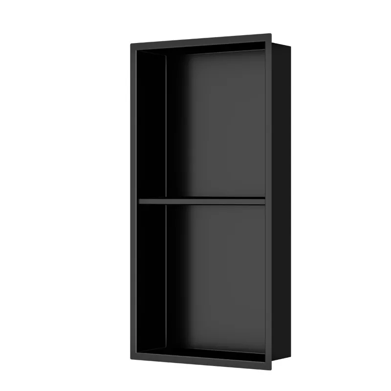 Timeless Niche de Douche à encastrer, Acier Inoxydable 304, 2 étagères, 60x30x10cm, Noir mat