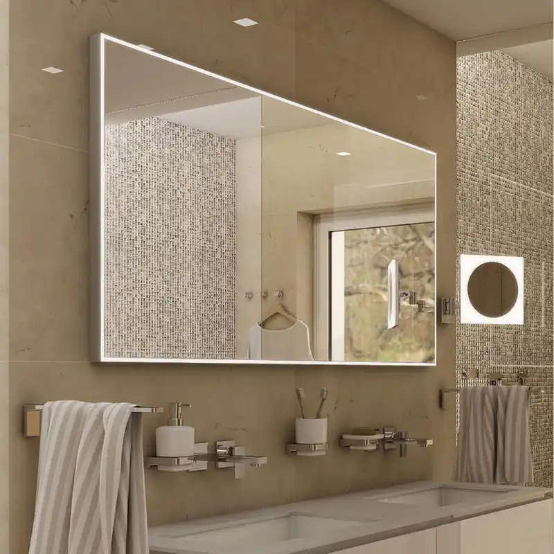 Miroir carré avec éclairage LED 120x70 cm, capteur tactile, cadre en aluminium (ZP13006VX)