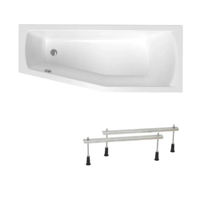 160x70 cm Laguna Aneta baignoire bain/douche asymétrique avec pieds, acrylique, droite, blanc (AN1600PPLUS-SET)