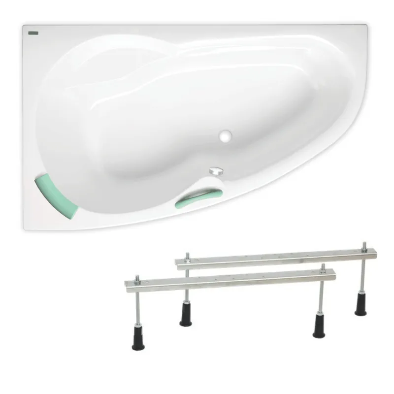 140x95 cm Laguna Luiza baignoire d‘angle gain de place, avec pieds, acrylique, gauche, blanc (LU1400L-SET)