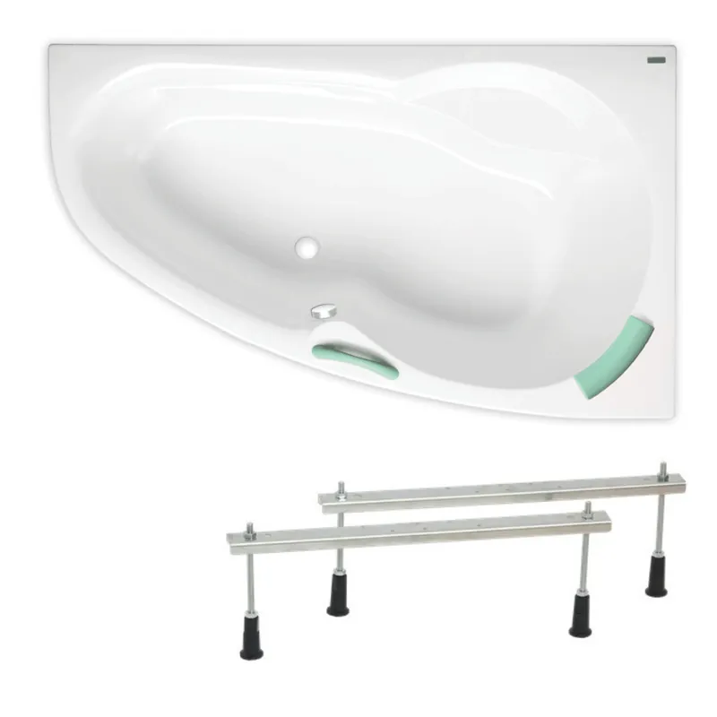 140x95 cm Laguna Luiza baignoire d‘angle gain de place, avec pieds, acrylique, droite, blanc (LU1400P-SET)