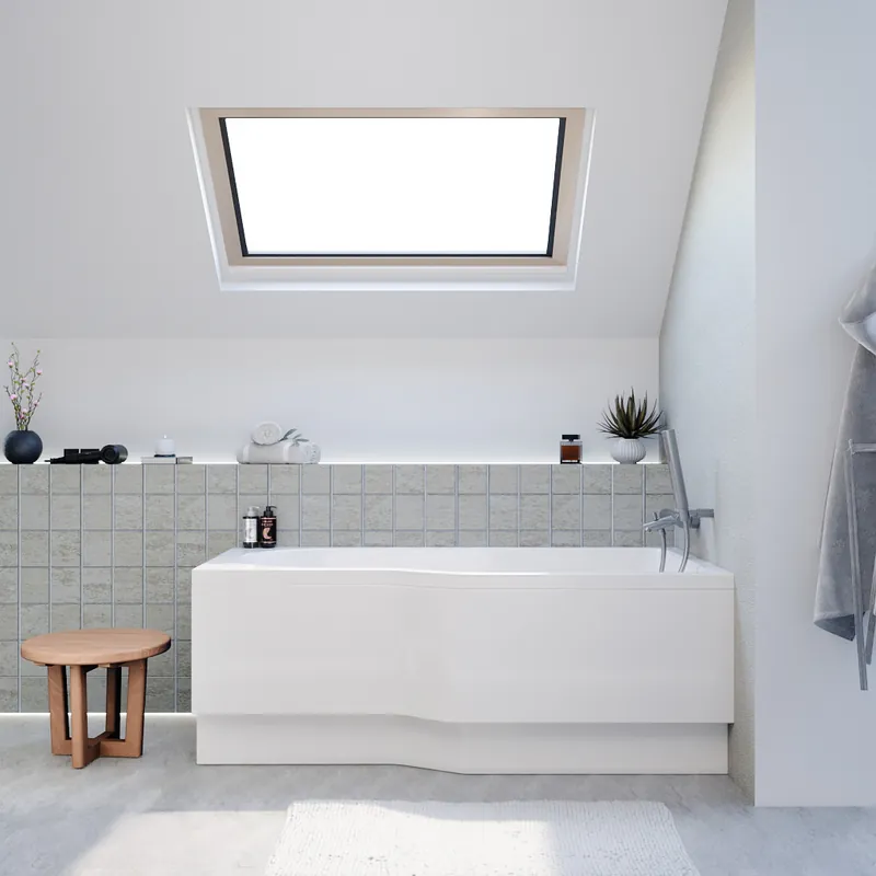 160x80 cm Beata Plus baignoire bain/douche asymétrique en acrylique, droite + tablier 160 cm + pieds, blanc (BE1600PPLUS-SET1)