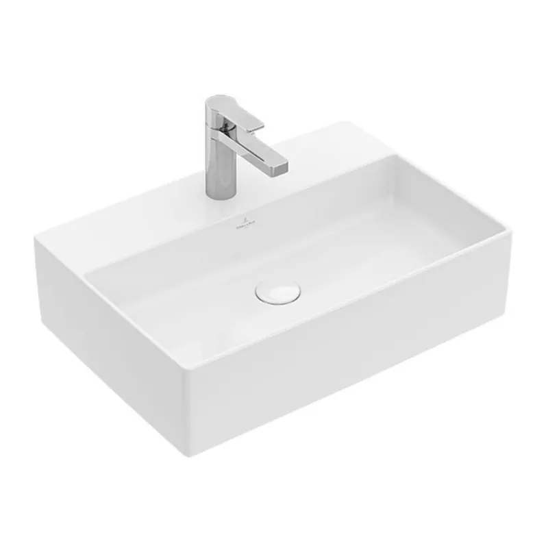 Memento 2.0 Vasque à poser rectangulaire, 60 x 42 x 14 cm, avec trop-plein, non meulé, blanc (4A076001)