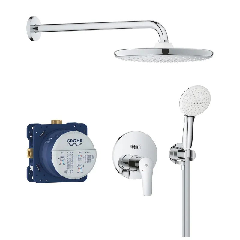 Eurosmart set de douche encastré avec mitigeur monocommande + douche de tête + douchette 2 jets, chrome (G25288000)