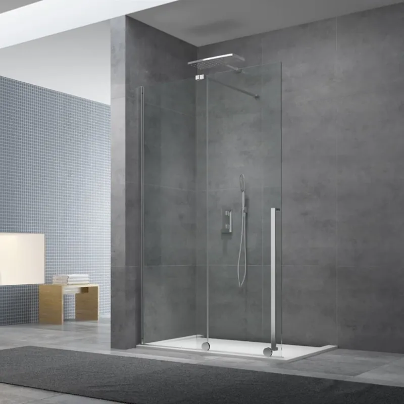 X-MOTION 120x200cm Paroi en verre coulissante Crystal Glass® 8 mm anticalcaire, avec bras et profilés chrome brillant (SATBWIXM1