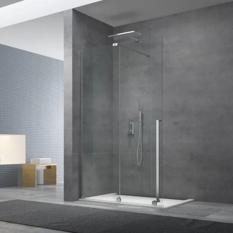 X-MOTION 140x200cm Paroi en verre coulissante Crystal Glass® 8 mm anticalcaire, bras, profilés, chrome brillant (SATBWIXM140)