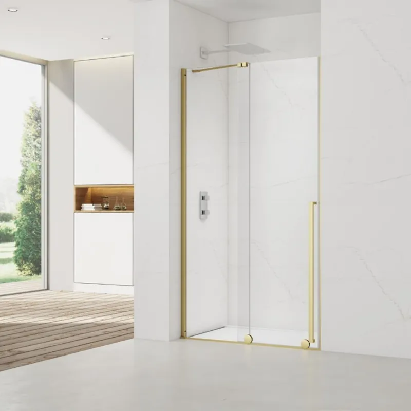 X-MOTION Porte de douche 140x200cm Coulissante, anticalcaire avec profilé Or brillant (SATBWIXM140NIKAZ)