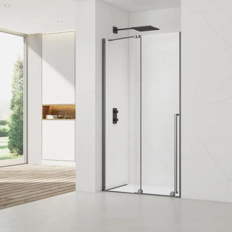 X-MOTION Porte de douche 120x200cm Coulissante, anticalcaire avec profilé Gun métal (SATBWIXM120NIKAGM)