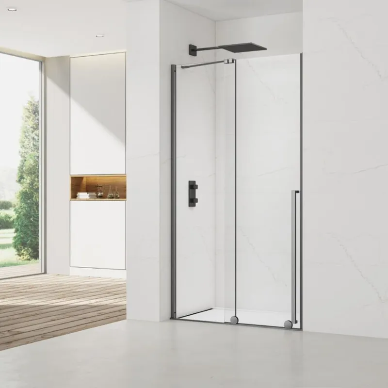 X-MOTION Porte de douche 140x200cm Coulissante, anticalcaire avec profilé Gun métal (SATBWIXM140NIKAGM)