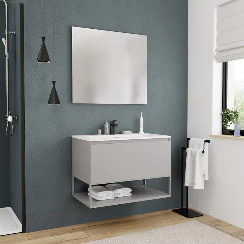 Ceramia meuble de salle de bain 80 cm, gris perle (CERAMIA-1LG80)