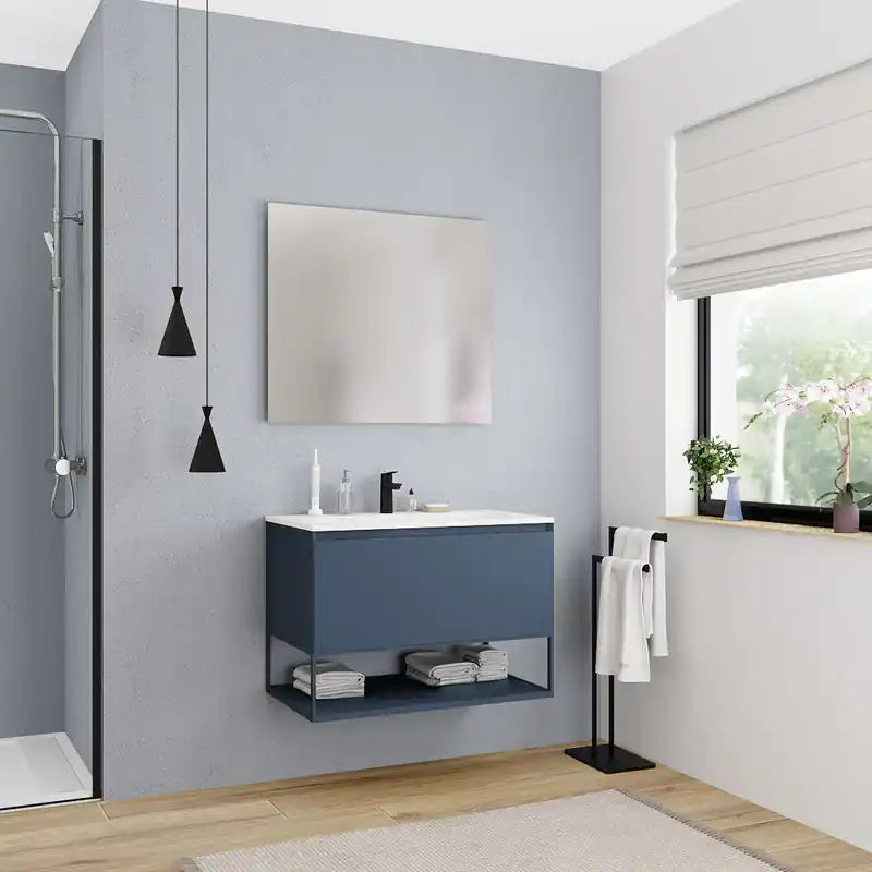 Ceramia meuble de salle de bain 80 cm, bleu foncé (CERAMIA-1DB80)