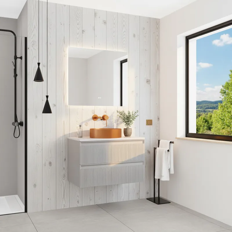 Meuble de salle de bain 80 cm gris perle Ceramia 79,4 x 45,5 x 50 cm (CERAMIA-3LG80)