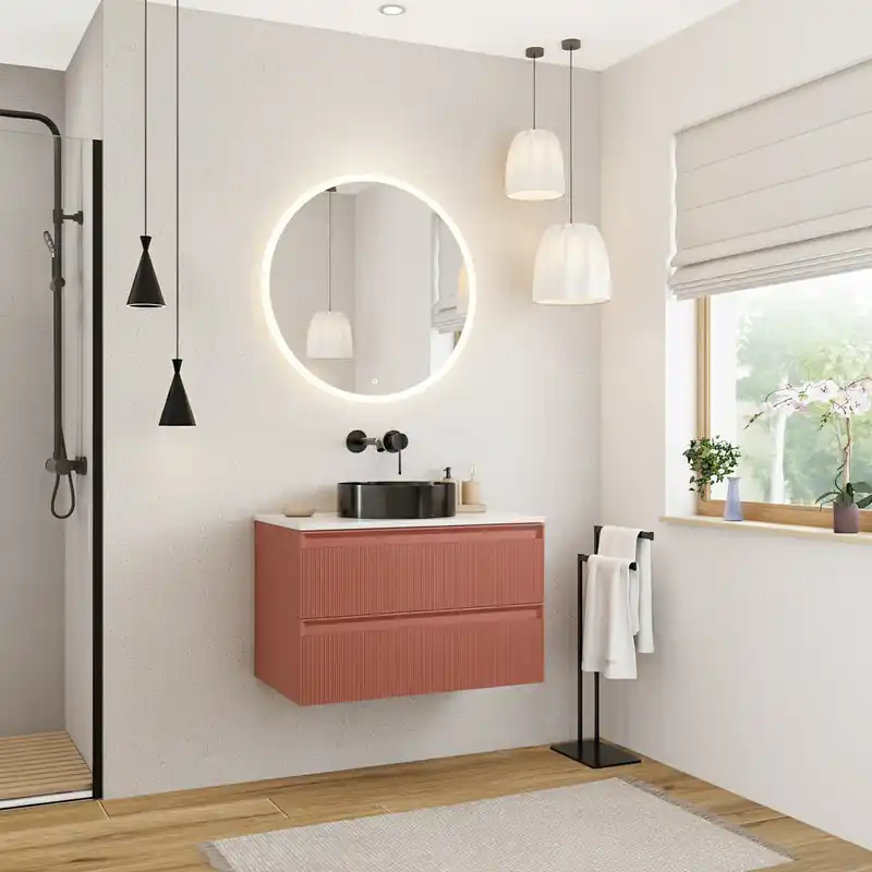 Meuble de salle de bain 80 cm orange Ceramia 79,4 x 45,5 x 50 cm (CERAMIA-3O80)