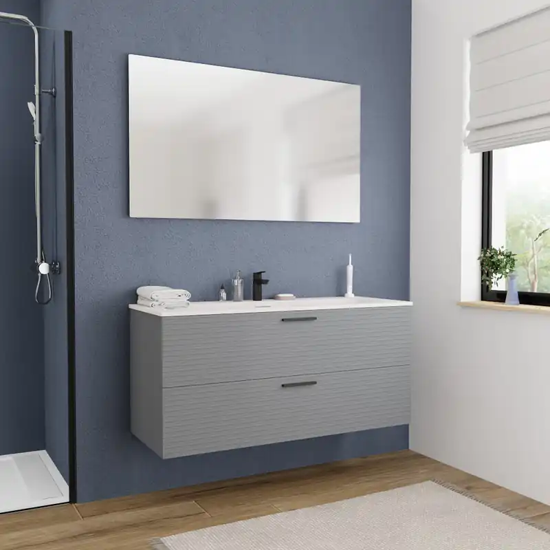120 cm, meuble de salle de bain assemblé, gris foncé (CERAMIA-4DG120)