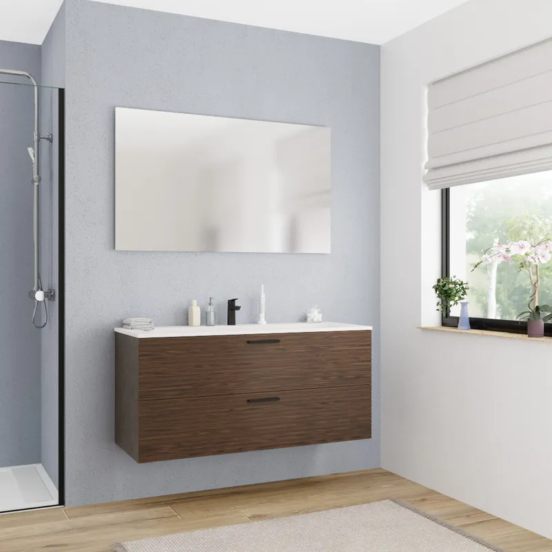 120 cm, meuble de salle de bain assemblé, couleur chêne (CERAMIA-4DW120)