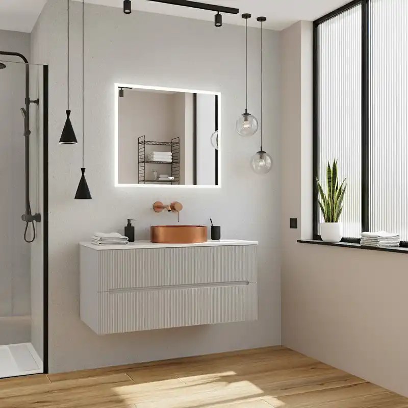 Meuble de salle de bain 120 cm gris perle Ceramia 119,4 x 45,5 x 50 cm (CERAMIA-5LG120)