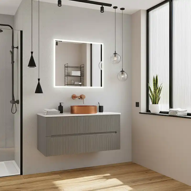 Meuble de salle de bain 120 cm gris foncé Ceramia 119,4 x 45,5 x 50 cm (CERAMIA-5DG120)