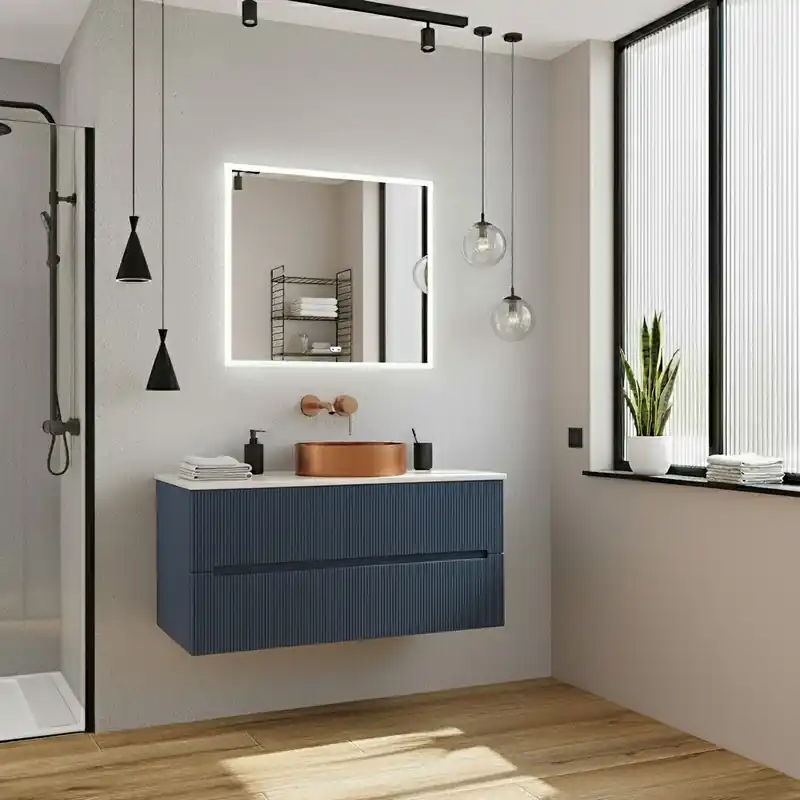 Meuble de salle de bain 120 cm bleu foncé Ceramia 119,4 x 45,5 x 50 cm (CERAMIA-5DB120)