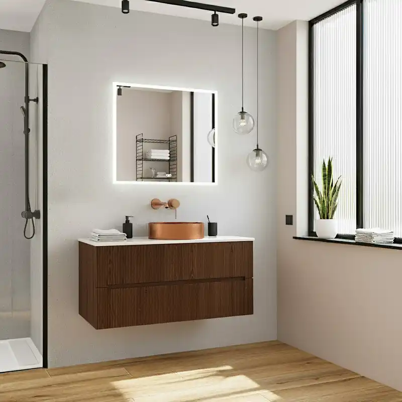 Meuble sous-vasque 120 cm couleur chêne sans plan Ceramia (CERAMIA-5DW120)