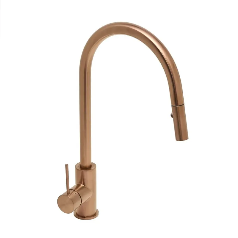 Aurum mitigeur évier à levier sur pied 44 cm avec douchette extractible 2 jets, or rose brossé (SATBAUR286BRG)