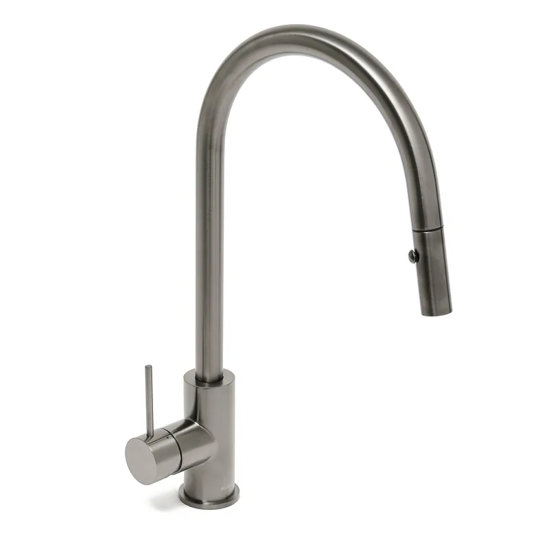 Aurum mitigeur évier à levier sur pied 44 cm avec douchette extractible 2 jets, métal brossé (SATBAUR286BGM)