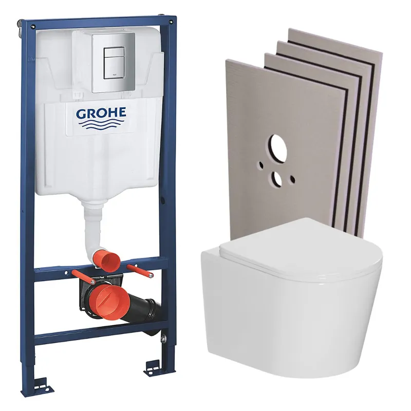 Pack WC bâti-support Rapid SL + WC suspendu sans bride + abattant SoftClose + set habillage + plaque chrome (RSLCETOR1SB)