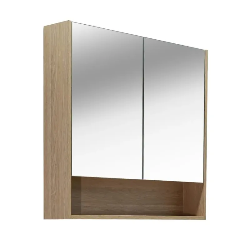 Lucca Armoire de toilette assemblée 80x75 cm, stratifié, 4 étagères, miroir, couleur chêne (LUCCA80CABD)