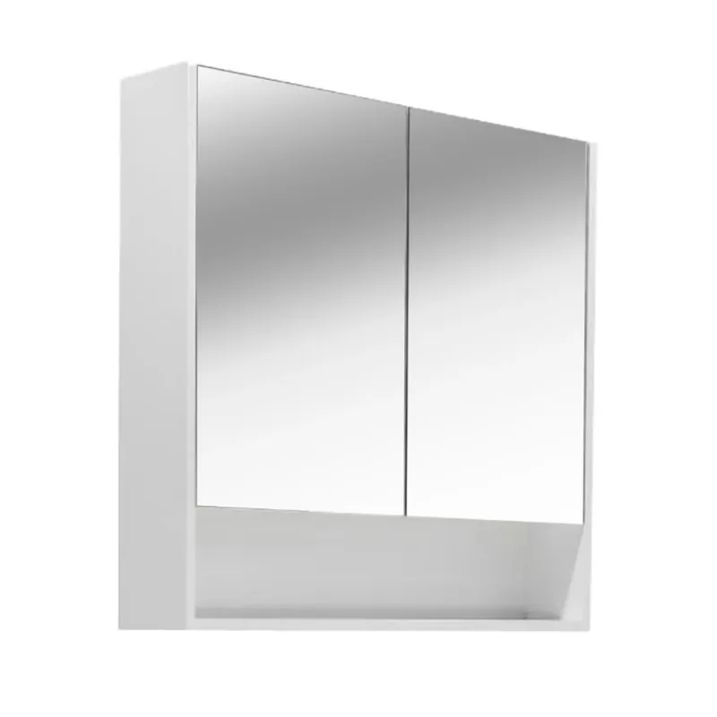 Lucca Armoire de toilette assemblée 80x75 cm, stratifié, 4 étagères, miroir blanc (LUCCA80CABW)