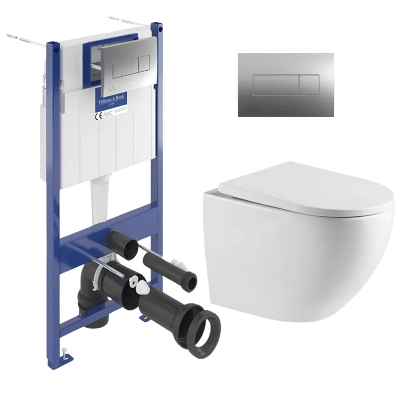 ViConnect Pro S Pack WC bâti-support + WC sans bride Swiss Aqua Technologies + abattant SoftClose + plaque (VCNFUSIONTQ2CH)
