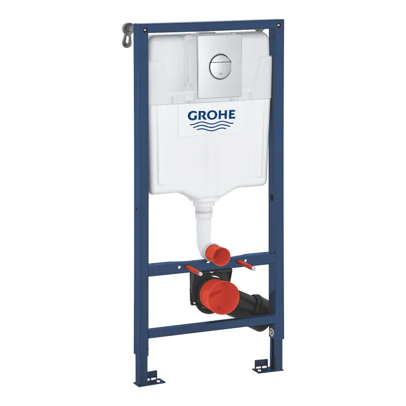 Solido Kit WC suspendu 4-en-1, bâti-support encastré 1,13 m, chasse double, système Fresh + plaque chrome (G39978000)