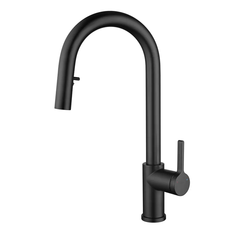 Timeless mitigeur d‘évier à levier en acier inoxydable avec douchette extractible, monotrou, noir mat (TMLKF285BM)