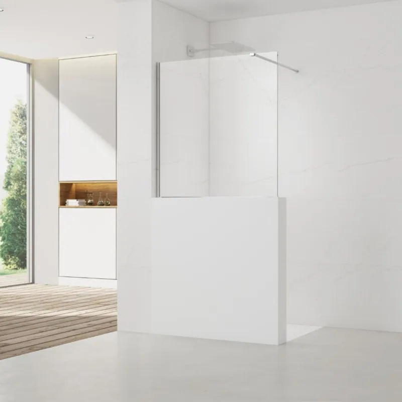 110x100cm Walk-in paroi de douche fixe à l‘italienne, verre transparent Easy Clean, pour cloison abaissée (SATWIS110)