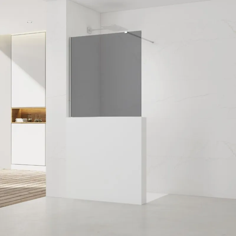 Walk-In 100x100cm paroi de douche fixe à l‘italienne, verre fumé Easy Clean, pour cloison abaissée (SATWIS100KS)