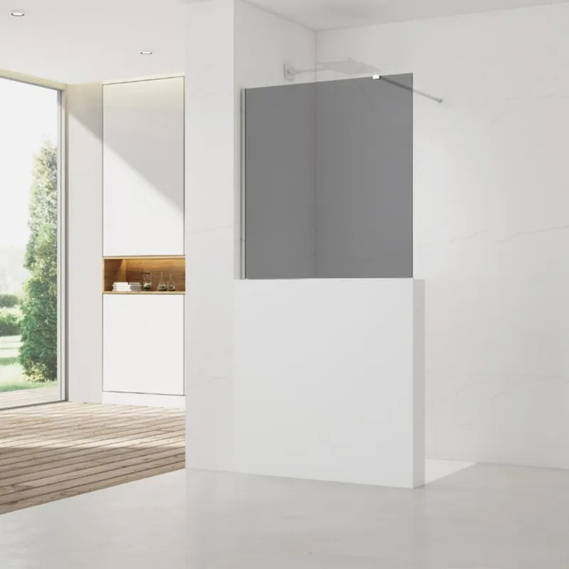 110x100cm Walk-In paroi de douche fixe à l‘italienne, verre fumé Easy Clean, pour cloison abaissée (SATWIS110KS)
