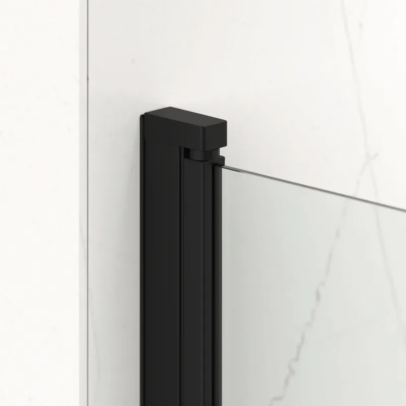 Fusion ensemble porte pivotante /paroi 80x100cm anticalcaire avec profilés noir mat (SATFUD80S100C-SET)